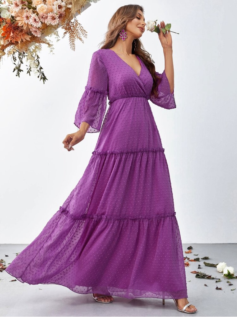 Faeriesty • Swiss Dot Ruffle Tiered Maxi Dress